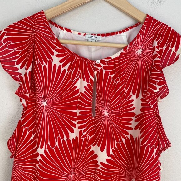 J Crew Womens Small Floral Print Flutter Dress Keyhole Front Sleeveless - Picture 2 of 10